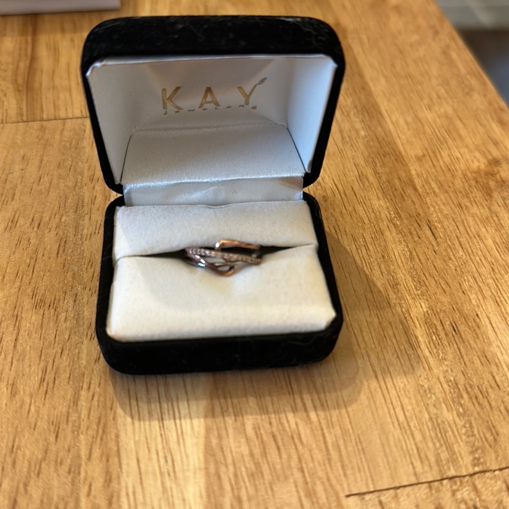 Rose gold and silver ring